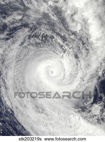 Stock Photograph - Tropical Cyclone Oli off the coast of Tahiti.. Fotosearch