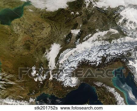 True-color view of snow, fog, and low clouds in western Europe. View Large Photo Image Stock Photograph - True-color view of snow, fog, and low clouds in western Europe.. Fotosearch