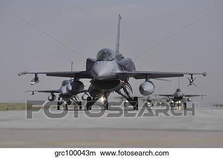 Turkish Air Force F-16C/D Block 52+ aircraft taxiing on the runway. View Large Photo Image Picture - Turkish Air Force F-16C/D Block 52+ aircraft taxiing on the runway.. Fotosearch