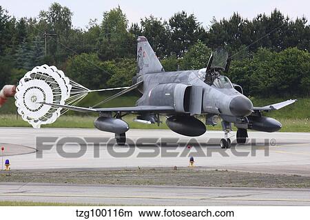Turkish F-4E Phantom with drag parachute deployed. View Large Photo Image Picture - Turkish F-4E Phantom with drag parachute deployed.. Fotosearch