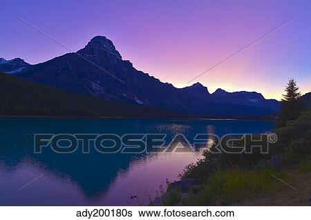 Twilight at Mt. Cephren, Waterfowl Lakes, Banff National Park, Alberta, Canada. View Large Photo Image Stock Photograph - Twilight at Mt. Cephren, Waterfowl Lakes, Banff National Park, Alberta, Canada.. Fotosearch