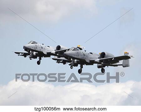 Picture - Two A-10C Thunderbolt aircraft of the United States Air Forces in Europe.. Fotosearch