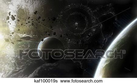 Two alien destroyer vessels patrol the orbit of their immensely large homeworld. View Large Illustration Stock Illustration - Two alien destroyer vessels patrol the orbit of their immensely large homeworld.. Fotosearch
