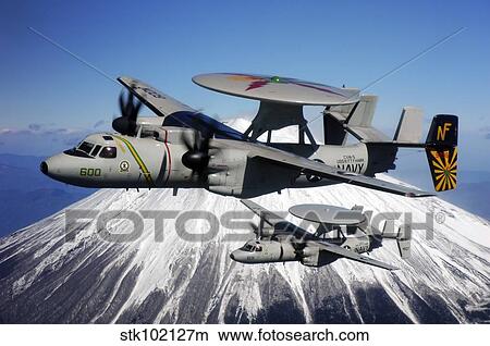 Two E-2C Hawkeyes conduct a flyby of Mount Fuji in Japan. View Large Photo Image Picture - Two E-2C Hawkeyes conduct a flyby of Mount Fuji in Japan.. Fotosearch