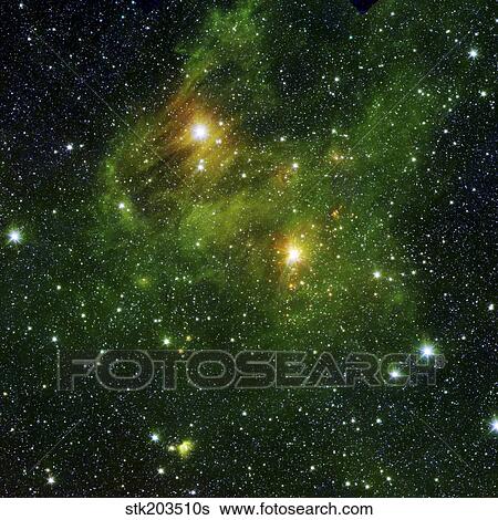 Two extremely bright stars illuminate a greenish mist in deep space. View Large Photo Image Stock Photograph - Two extremely bright stars illuminate a greenish mist in deep space.. Fotosearch