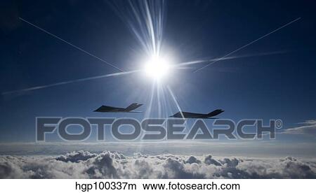 Two F-117 Nighthawk stealth fighters in flight over New Mexico. View Large Photo Image Picture - Two F-117 Nighthawk stealth fighters in flight over New Mexico.. Fotosearch