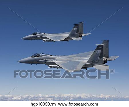 Picture - Two F-15 Eagles conduct air-to-air training over Oregon.. Fotosearch
