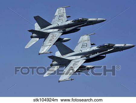 Two F/A-18C Hornets in flight. View Large Photo Image Picture - Two F/A-18C Hornets in flight.. Fotosearch