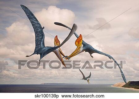 Two Geosternbergia pterosaurs fighting over small fish. View Large Illustration Stock Illustration - Two Geosternbergia pterosaurs fighting over small fish.. Fotosearch