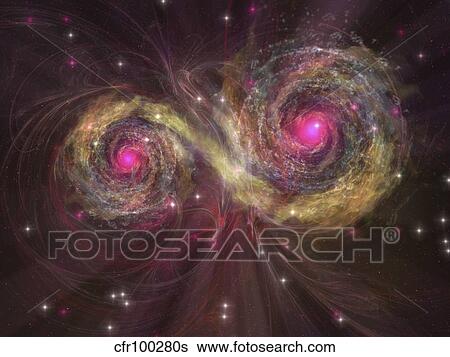 Stock Illustration - Two large stars dance around each other as one engulfs the other.. Fotosearch