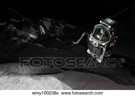 Two Manned Maneuvering Vehicles explore the airless, microgravity environment of a small asteroid. View Large Illustration Stock Illustration - Two Manned Maneuvering Vehicles explore the airless, microgravity environment of a small asteroid.. Fotosearch