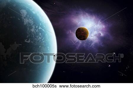 Two planets born from the same star, yet they couldn't be more different. View Large Illustration Stock Illustration - Two planets born from the same star, yet they couldn't be more different.. Fotosearch