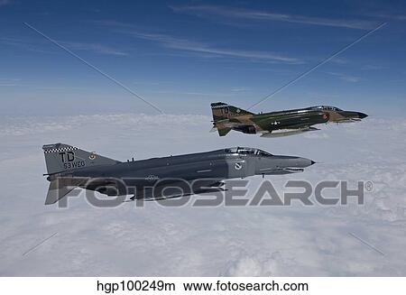 Two QF-4E's fly over the Gulf of Mexico. View Large Photo Image Picture - Two QF-4E's fly over the Gulf of Mexico.. Fotosearch