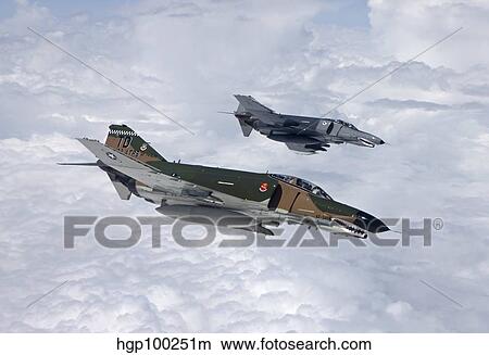 Two QF-4E's fly over the Gulf of Mexico. View Large Photo Image Picture - Two QF-4E's fly over the Gulf of Mexico.. Fotosearch