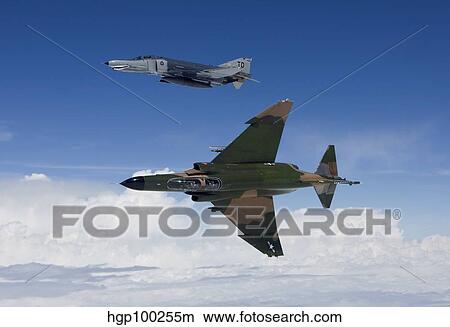 Two QF-4E's fly over the Gulf of Mexico. View Large Photo Image Picture - Two QF-4E's fly over the Gulf of Mexico.. Fotosearch