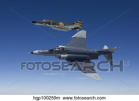 Two QF-4E's fly over the Gulf of Mexico. View Large Photo Image Picture - Two QF-4E's fly over the Gulf of Mexico.. Fotosearch