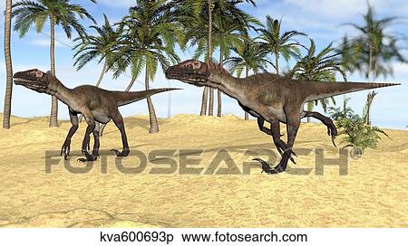 Two Utahraptors in a prehistoric environment. View Large Illustration Stock Illustration - Two Utahraptors in a prehistoric environment.. Fotosearch