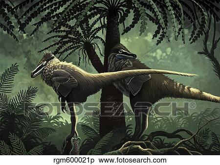 Two Variraptor mechinorum rest in the shadow of a cycad. View Large Illustration Stock Illustration - Two Variraptor mechinorum rest in the shadow of a cycad.. Fotosearch