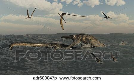 Tylosaurus attacks a Styxosaurus in Cetaceous waters. View Large Illustration Stock Illustration - Tylosaurus attacks a Styxosaurus in Cetaceous waters.. Fotosearch