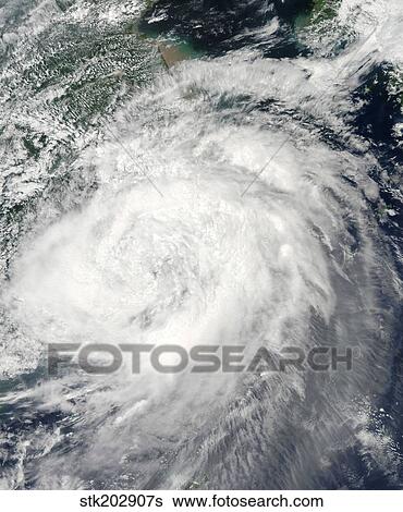 Stock Photograph - Typhoon Morakot over China.. Fotosearch