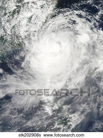 Stock Photograph - Typhoon Morakot over Taiwan.. Fotosearch