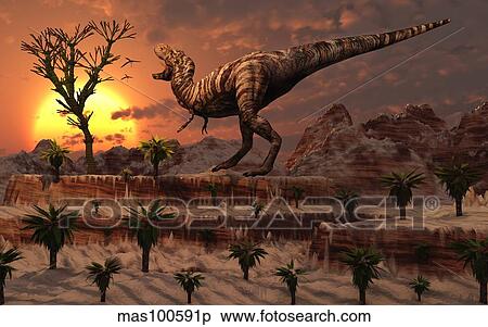 Tyrannosaurus Rex calling out to find a possible mate. View Large Illustration Stock Illustration - Tyrannosaurus Rex calling out to find a possible mate.. Fotosearch