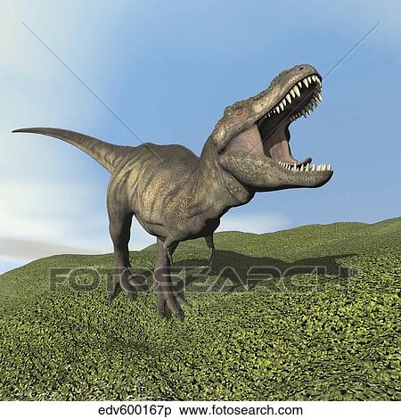 Tyrannosaurus rex dinosaur. View Large Illustration Stock Illustration - Tyrannosaurus rex dinosaur.. Fotosearch