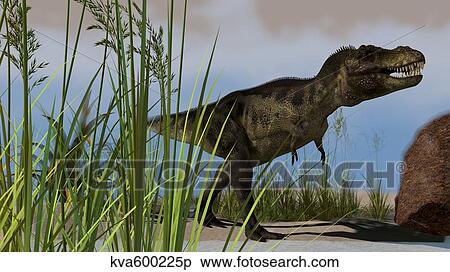 Tyrannosaurus Rex hunting for its next meal. View Large Illustration Stock Illustration - Tyrannosaurus Rex hunting for its next meal.. Fotosearch