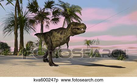 Tyrannosaurus Rex hunting for its next meal. View Large Illustration Stock Illustration - Tyrannosaurus Rex hunting for its next meal.. Fotosearch