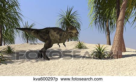 Tyrannosaurus Rex hunting for its next meal. View Large Illustration Stock Illustration - Tyrannosaurus Rex hunting for its next meal.. Fotosearch