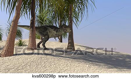 Tyrannosaurus Rex hunting for its next meal. View Large Illustration Stock Illustration - Tyrannosaurus Rex hunting for its next meal.. Fotosearch
