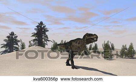 Tyrannosaurus Rex hunting for its next meal. View Large Illustration Stock Illustration - Tyrannosaurus Rex hunting for its next meal.. Fotosearch