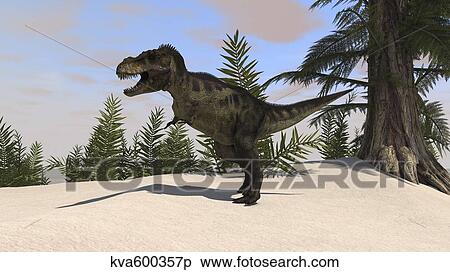 Tyrannosaurus Rex hunting for its next meal. View Large Illustration Stock Illustration - Tyrannosaurus Rex hunting for its next meal.. Fotosearch
