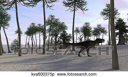 Stock Illustration - Tyrannosaurus Rex hunting for its next meal.. Fotosearch