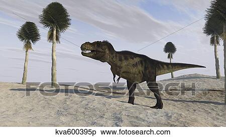 Tyrannosaurus Rex hunting for its next meal. View Large Illustration Stock Illustration - Tyrannosaurus Rex hunting for its next meal.. Fotosearch