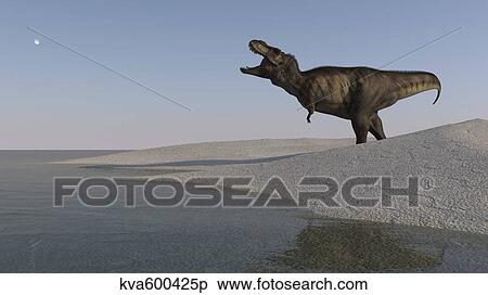 Tyrannosaurus Rex hunting for its next meal along the shoreline. View Large Illustration Stock Illustration - Tyrannosaurus Rex hunting for its next meal along the shoreline.. Fotosearch