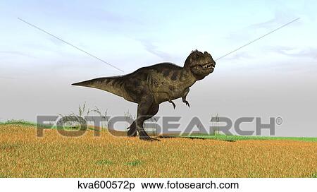 Tyrannosaurus Rex in a grassy field. View Large Illustration Stock Illustration - Tyrannosaurus Rex in a grassy field.. Fotosearch