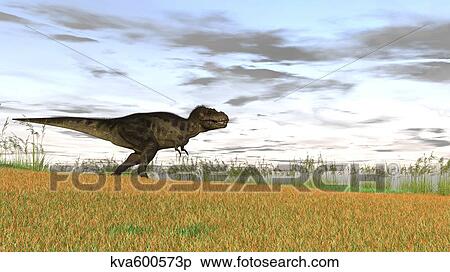 Stock Illustration - Tyrannosaurus Rex in a grassy field.. Fotosearch