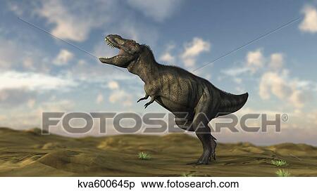 Tyrannosaurus Rex on desert terrain. View Large Illustration Stock Illustration - Tyrannosaurus Rex on desert terrain.. Fotosearch