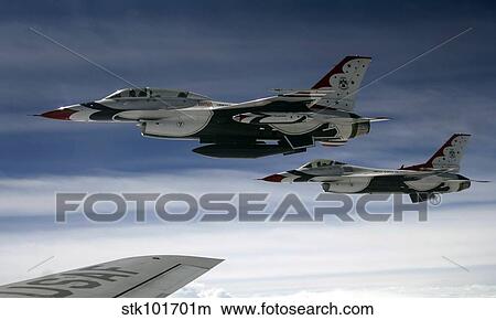 U. S. Air Force F-16 aircraft fly off the wing of a KC-135 Stratotanker. View Large Photo Image Picture - U. S. Air Force F-16 aircraft fly off the wing of a KC-135 Stratotanker.. Fotosearch