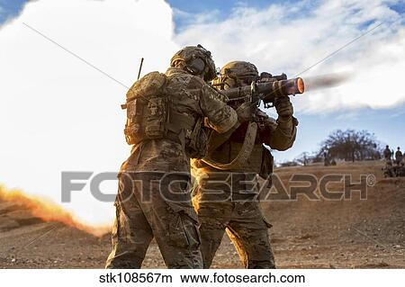 U. S. Army Rangers fire an AT-4 at a range on Camp Roberts. View Large Photo Image Picture - U. S. Army Rangers fire an AT-4 at a range on Camp Roberts.. Fotosearch