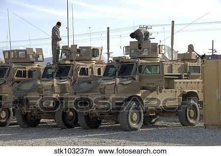 Picture - U. S. Army soldiers preparing for a mission at Bagram Airfield, Afghanistan.. Fotosearch