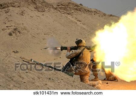 U. S. Marine fires an M136 AT4 light anti-armor weapon. View Large Photo Image Picture - U. S. Marine fires an M136 AT4 light anti-armor weapon.. Fotosearch