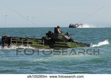 U. S. Marines drive an amphibious assault vehicle. View Large Photo Image Picture - U. S. Marines drive an amphibious assault vehicle.. Fotosearch