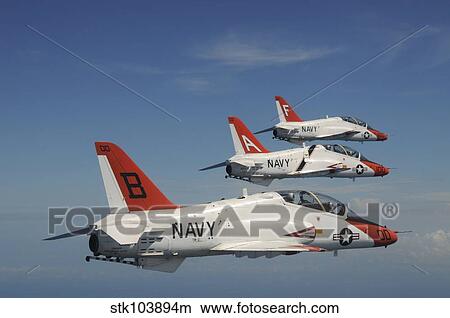U. S. Navy T-45 Goshawk training aircraft fly in formation. View Large Photo Image Picture - U. S. Navy T-45 Goshawk training aircraft fly in formation.. Fotosearch