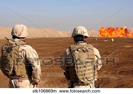 Picture - U. S. soldiers detonate a test explosion in Ad Diwaniyah, Iraq.. Fotosearch