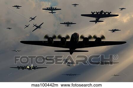 UFO sightings by aircrews during World War II. View Large Illustration Stock Illustration - UFO sightings by aircrews during World War II.. Fotosearch
