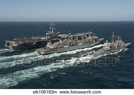 Underway replenishment at sea with U. S. Navy ships in the Arabian Gulf. View Large Photo Image Picture - Underway replenishment at sea with U. S. Navy ships in the Arabian Gulf.. Fotosearch
