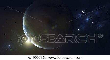 Stock Illustration - Upsilon is another sun like our own with a planet that lies within the habitable zone.. Fotosearch