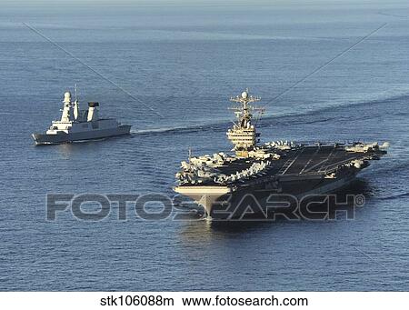 USS Abraham Lincoln and French Navy destroyer Forbin. View Large Photo Image Picture - USS Abraham Lincoln and French Navy destroyer Forbin.. Fotosearch